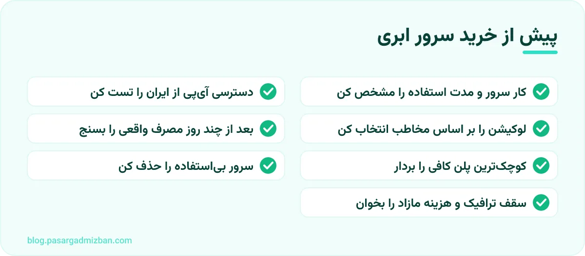 فهرست بررسی: پیش از خرید سرور ابری